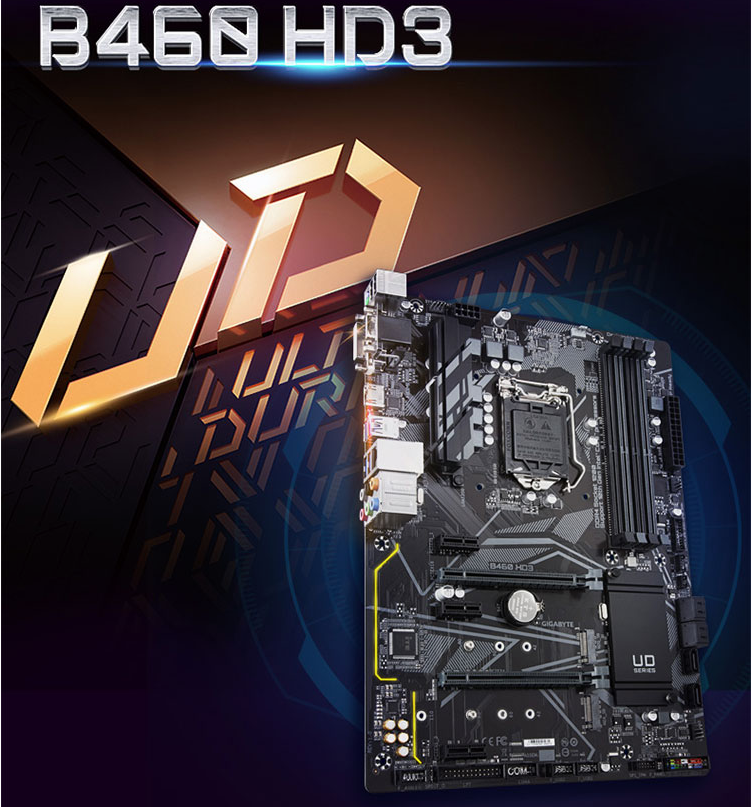 技嘉b460 hd3 主板 intel b460 1200针脚