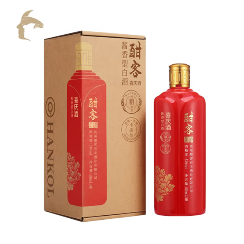 酣客 喜庆酒 酱香型白酒 53度 500mL 单瓶装 2024版 婚宴用酒